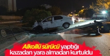 Konya’da alkollü sürücü yaptığı kazadan yara almadan kurtuldu