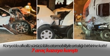 Konya’da alkollü sürücü lüks otomobiliyle ortalığı birbirine kattı! 7 araç kazaya karıştı